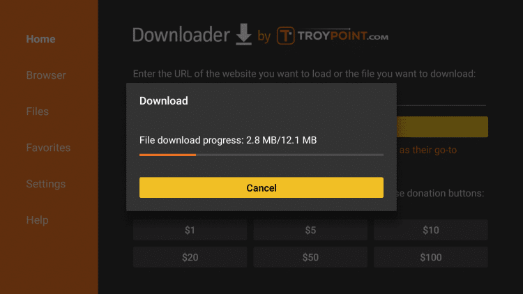 Aptoide TV Download Progress