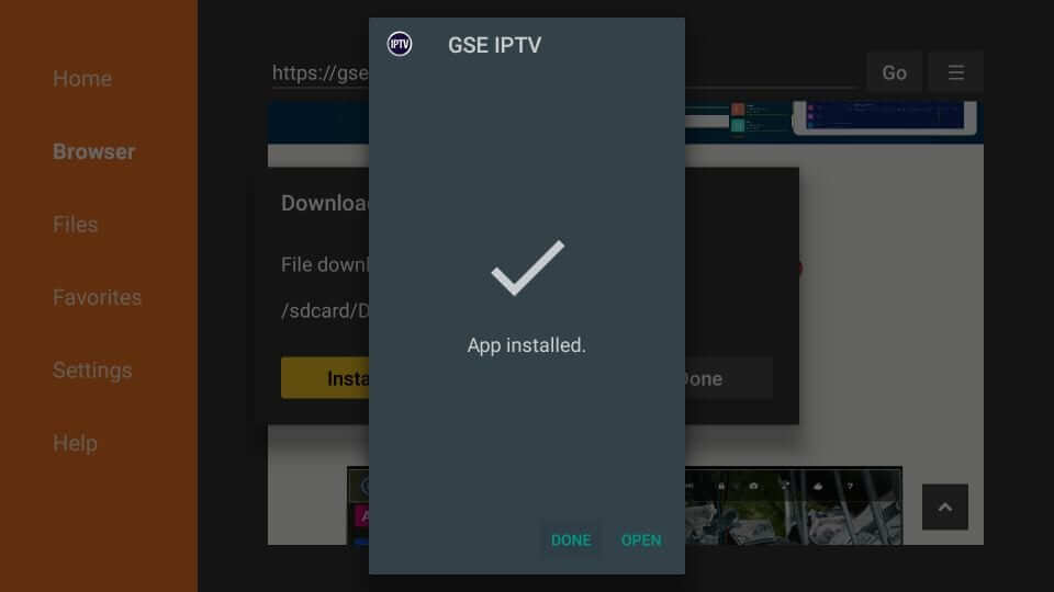 Launch to Open GSE Smart IPTV on Firestick