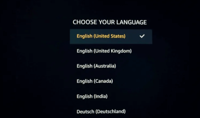 Select Language to Set Up Fire Stick