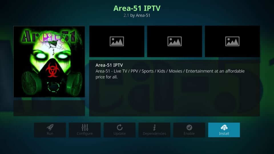 Click Install - Area 51 IPTV