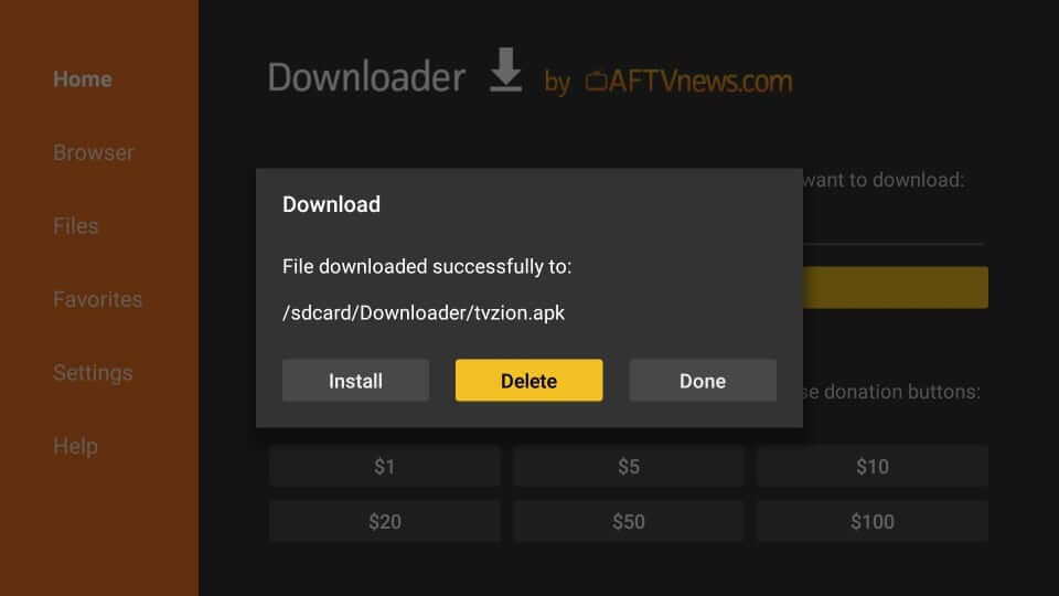 Delete TVZion Firestick App