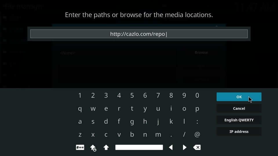 Enter Cazlo URL - Ultra IPTV Kodi Addon