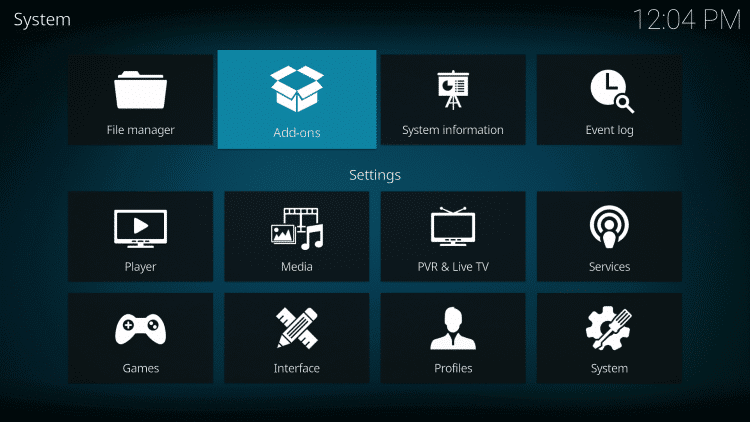 Select Add-ons - Cerebro IPTV on Kodi