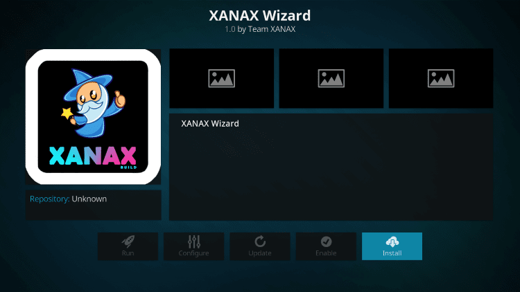 Click Install - Xanax Kodi Build