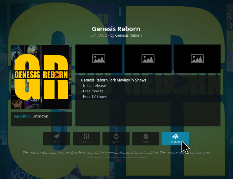 Click Install - Genesis Reborn Kodi 