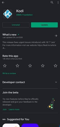 Click on Update button Android