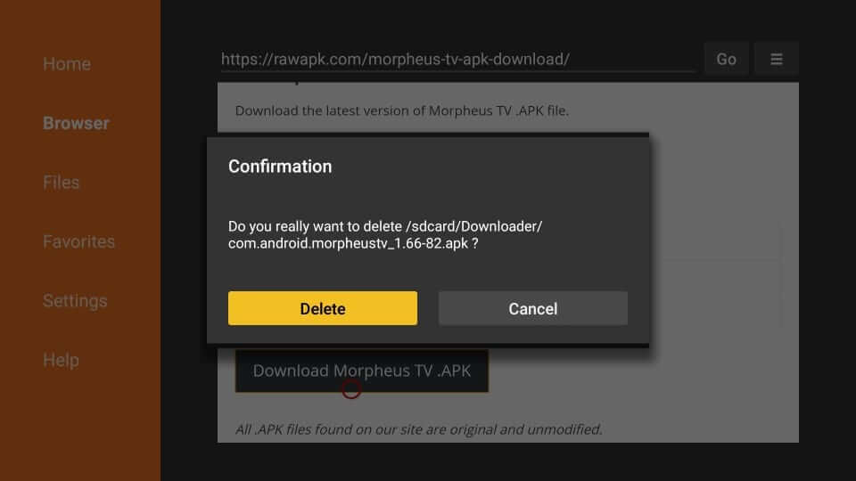 Confirm Delete - Morpheus TV