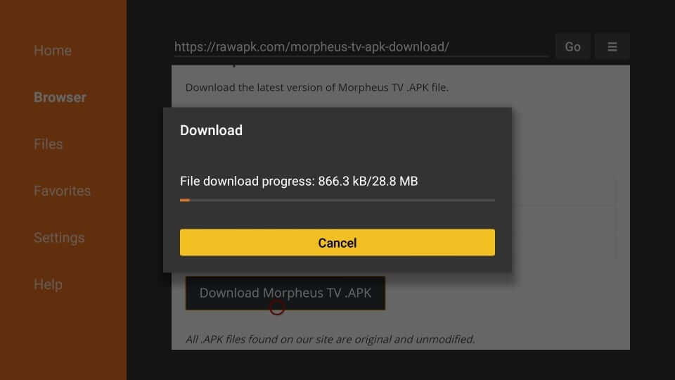 Download Progress - Morpheus TV