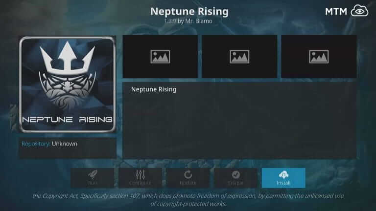 Select Install - Neptune Rising Kodi  