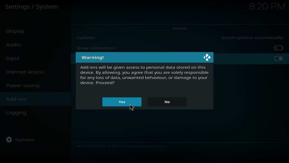 Accept the Warning Prompt