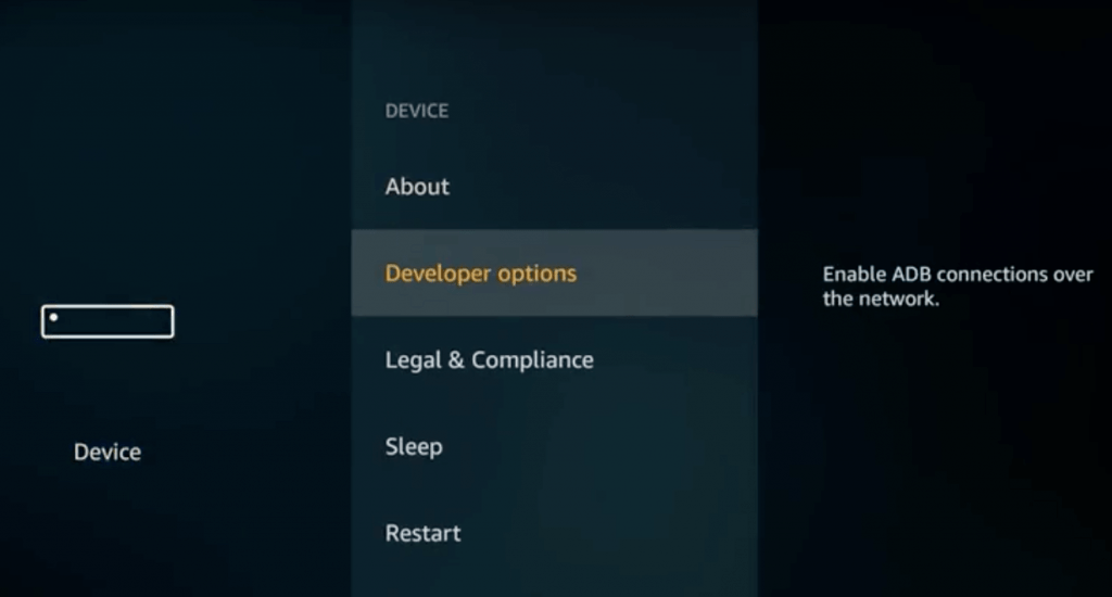 Choose Developer options