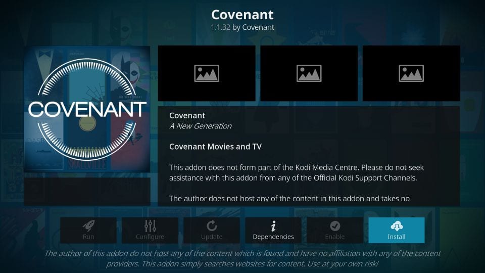 Install Covenant Kodi Addon