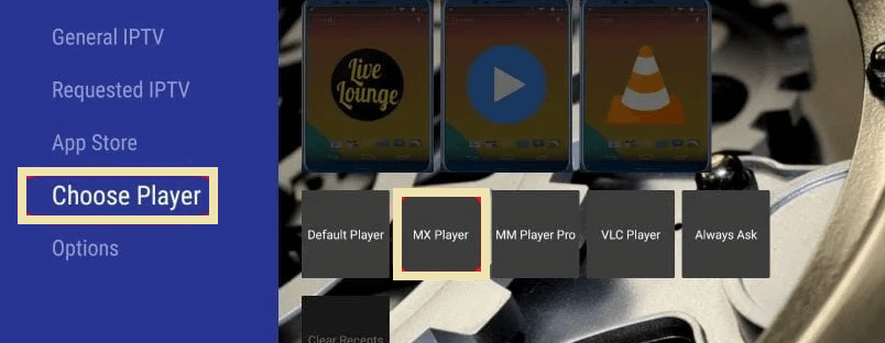 Select MX Player from the list