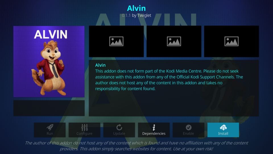 Install - Alvin on Kodi