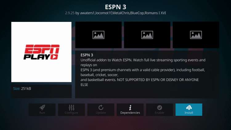 Install ESPN on Kodi