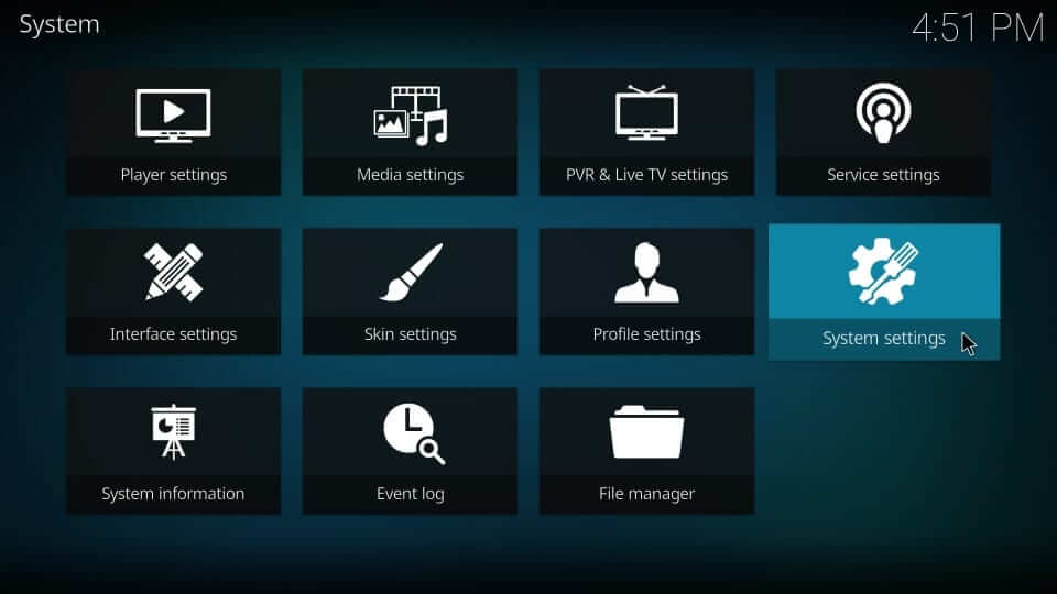 System Settings - Yify Movies HD Addon