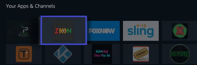 launch TVZion on Firestick home