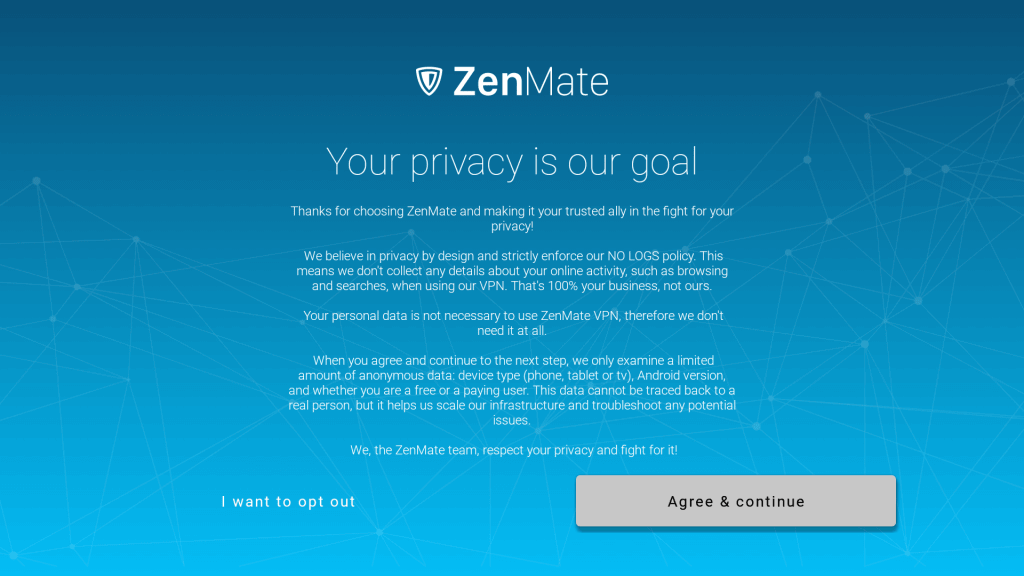 Accept - ZenMate VPN for Firestick
