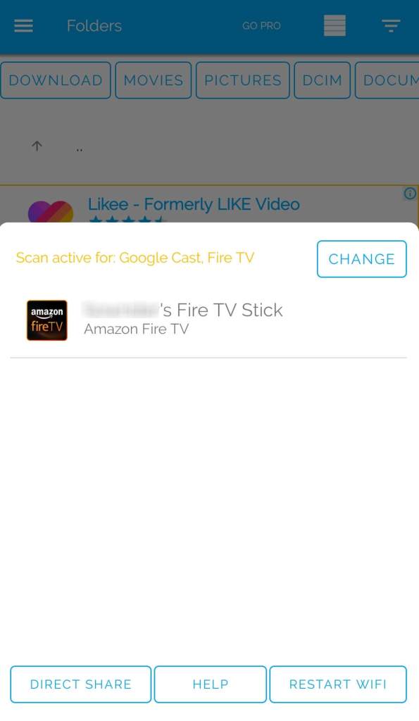 Select the device - LocalCast on Firestick 