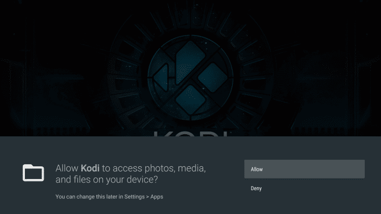 Allow - Reset Kodi on Android TV Box