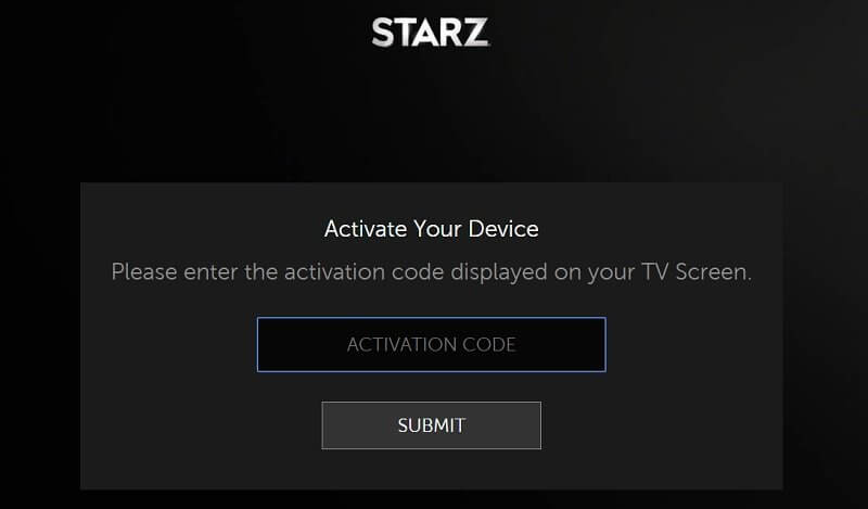 Enter Code - STARZ on Firestick