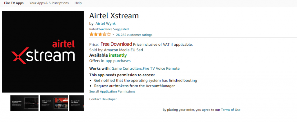 Airtel Xstream on Firestick
