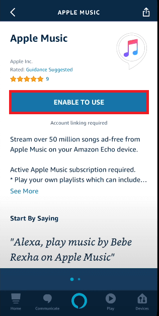 click on Enable to use to listen Music