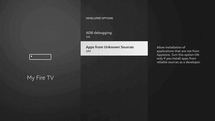click Apps from unknown sources option