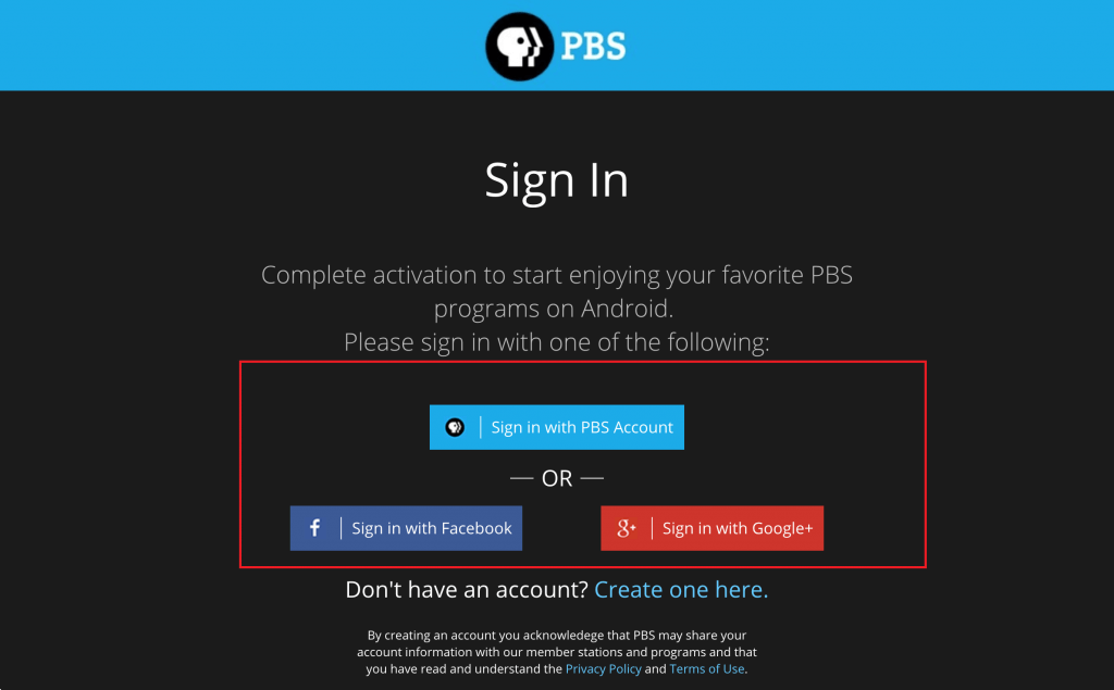Sign in to PBS