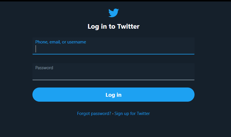 Log in to Twitter