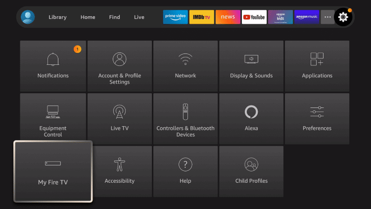 click on My Fire TV from the Settings page
