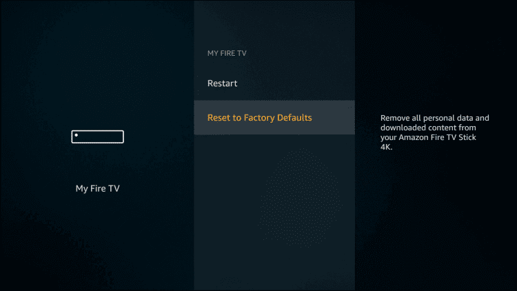 click reset to factory defaults