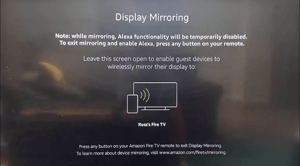 firestick is in display mirroring mode