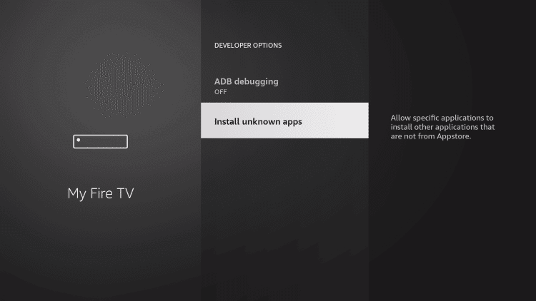 click install unknown apps to install abc on firestick