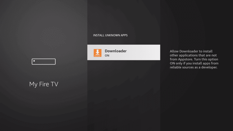 Turn on Downloader to install unknown apps on firestick