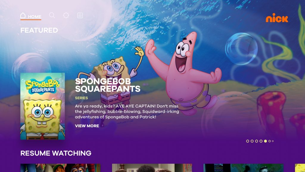 Spongebob Squarepants show on Firestick using Nick app