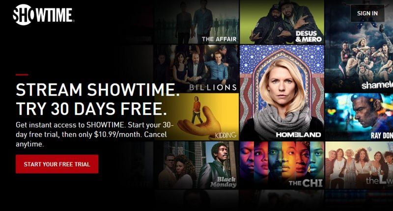 Start your Free Trial on Showtime