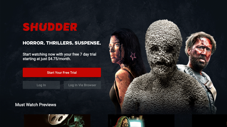 Start your free trial on shudder