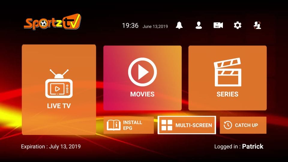 Sportz TV home screen on Firestick