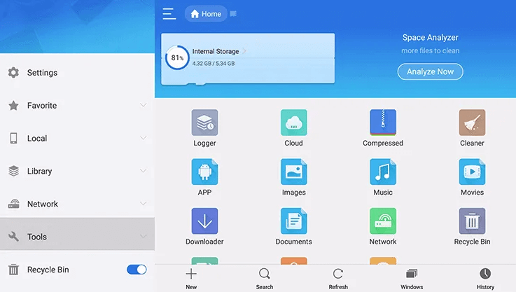 ES File Explorer home screen