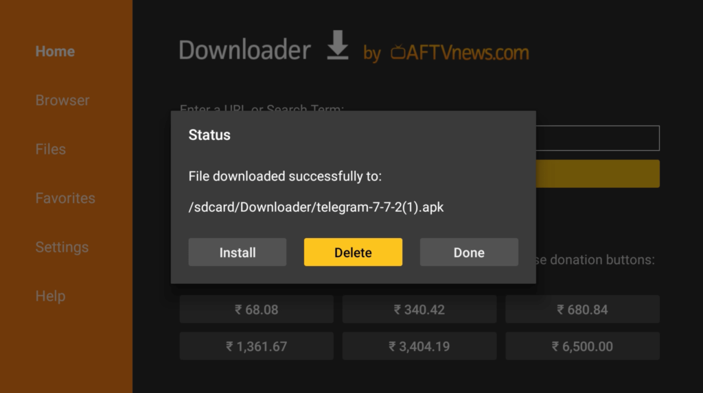 Delete installation file on Downloader