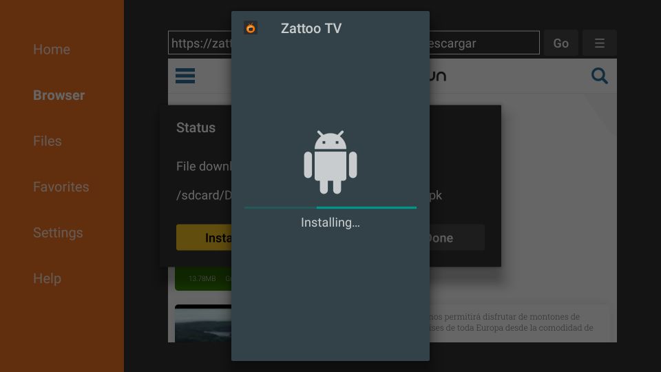 Zattoo installing on Firestick