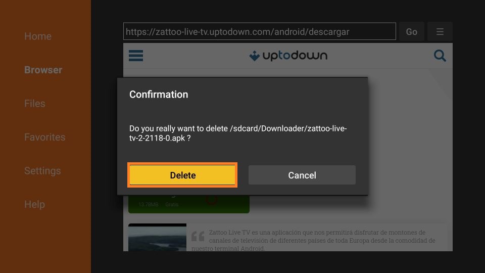 Confirm Delete option to remove