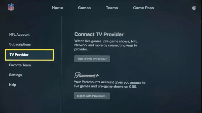 click tv provider from the screen