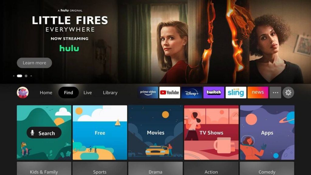 click search menu to watch USTVNow on firestick