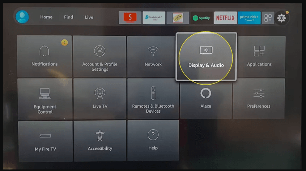 click display & audio to watch USTVNow on firestick