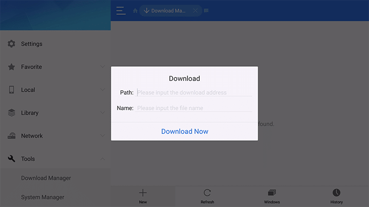 Download Now option on ES File Explorer