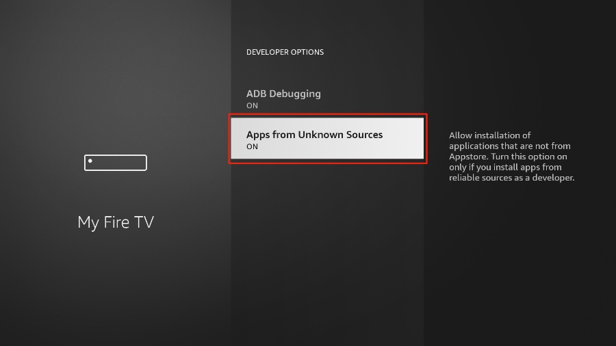 Apps from Unknown Sources  - Apollo Group TV on Firestick