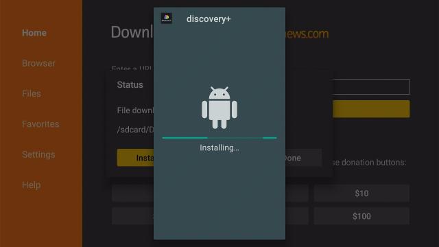Discovery Plus installing on Firestick