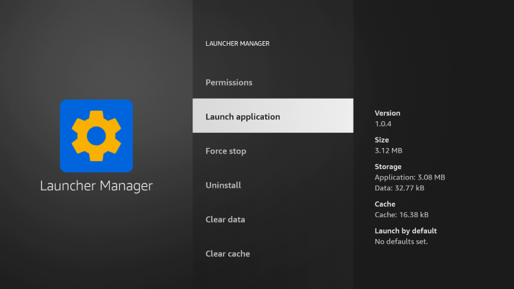Launcher Manager home page on Firestick
